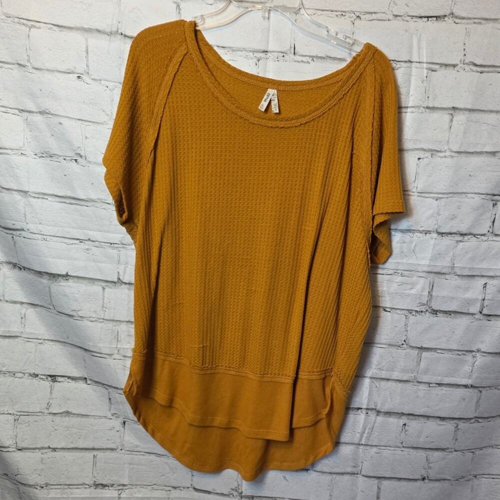 Mudd Women's Oversize Waffle Short Sleeve Top